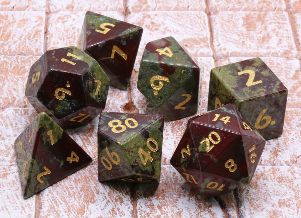 Dragon Blood Stone Gemstone dice for ttrpg games