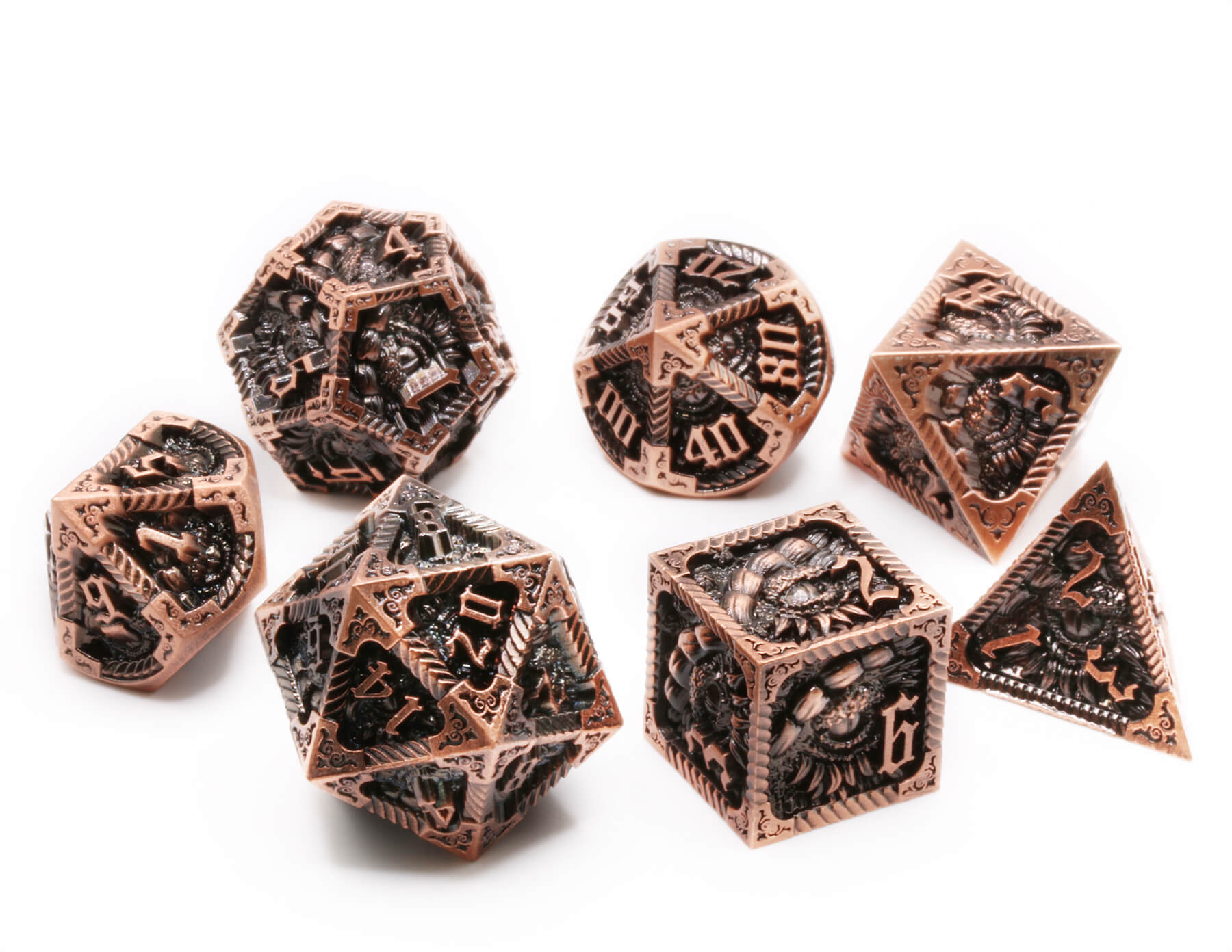 Antique Copper Metal Dice Set on sale at Dark Elf Dice