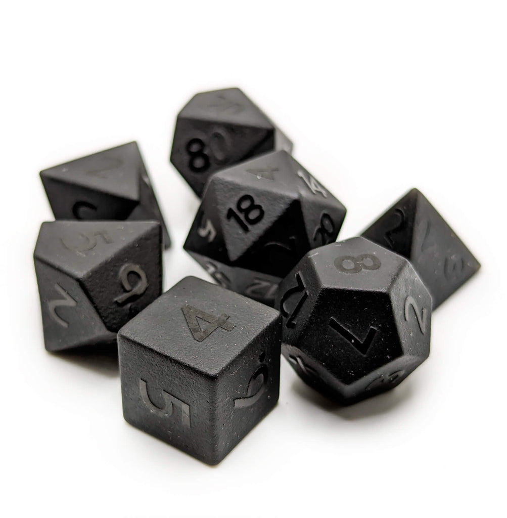 Gemstone obsidian dice for ttrpg tabletop games