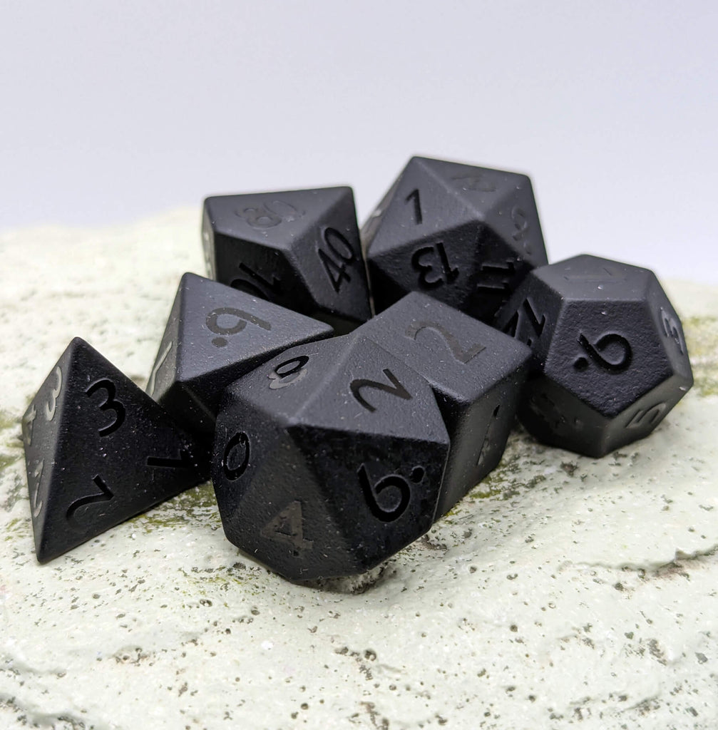Black Gemstone dice set obsidian