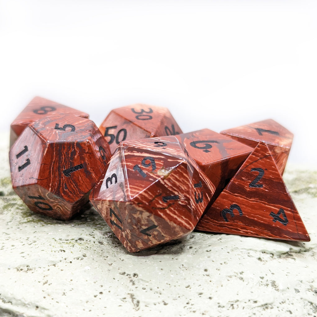 Red Gemstone dice for ttrpg games
