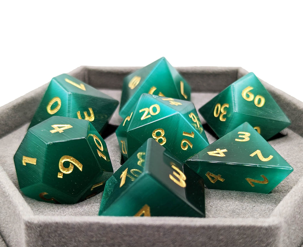 Peacock Cats Eye game dice for ttrpg games