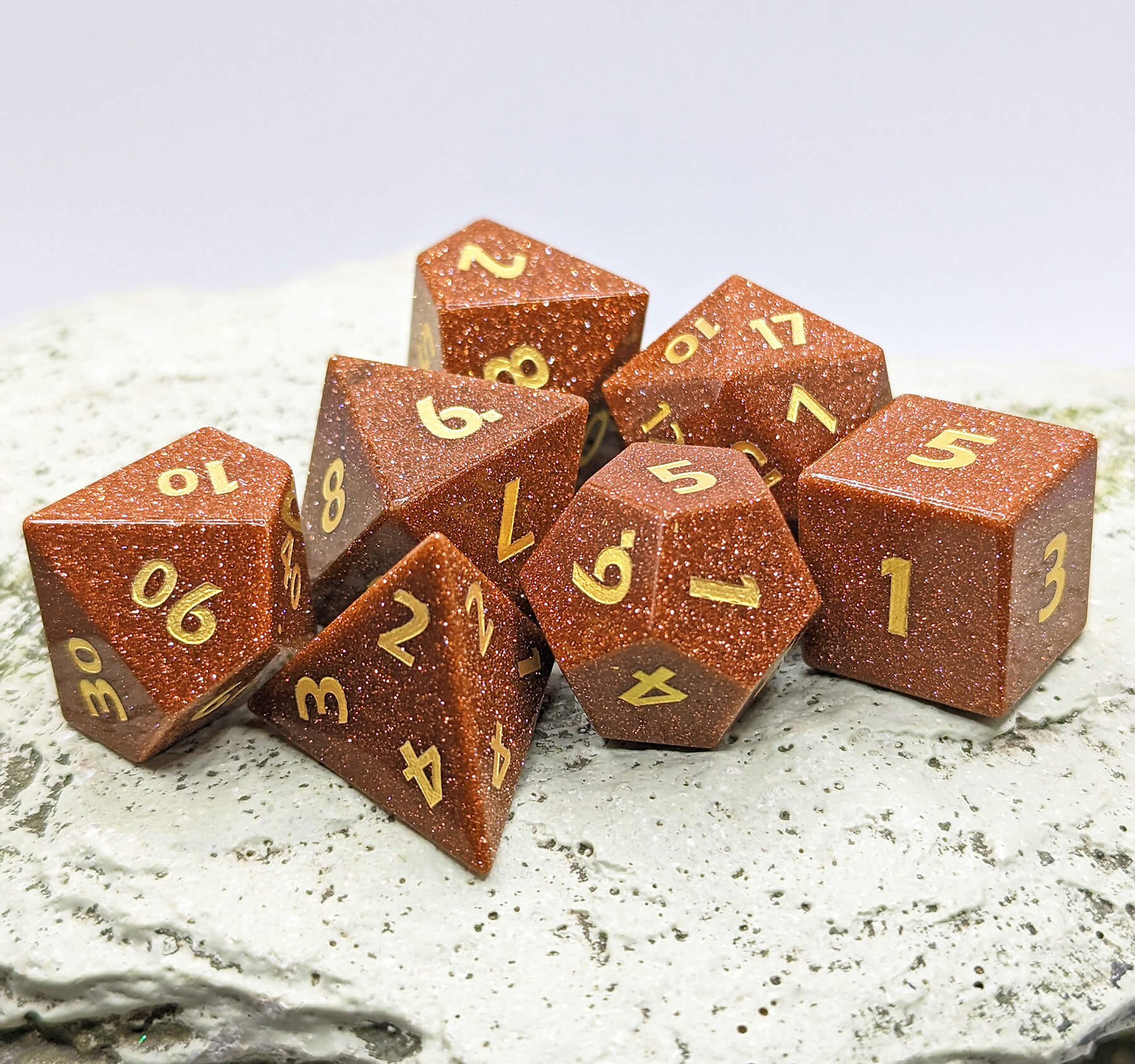 Gold Gemstone dice set