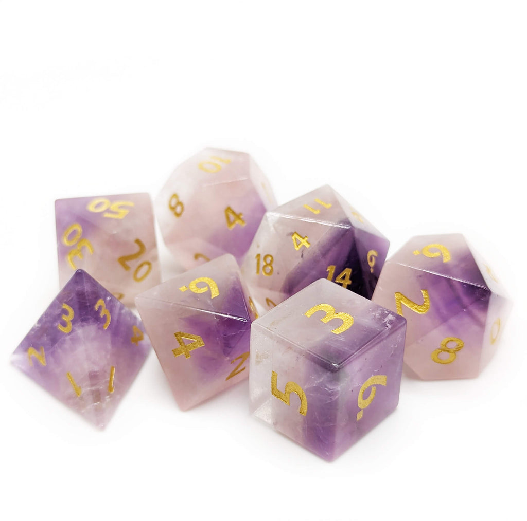 Purple crystal gem dice for dnd games