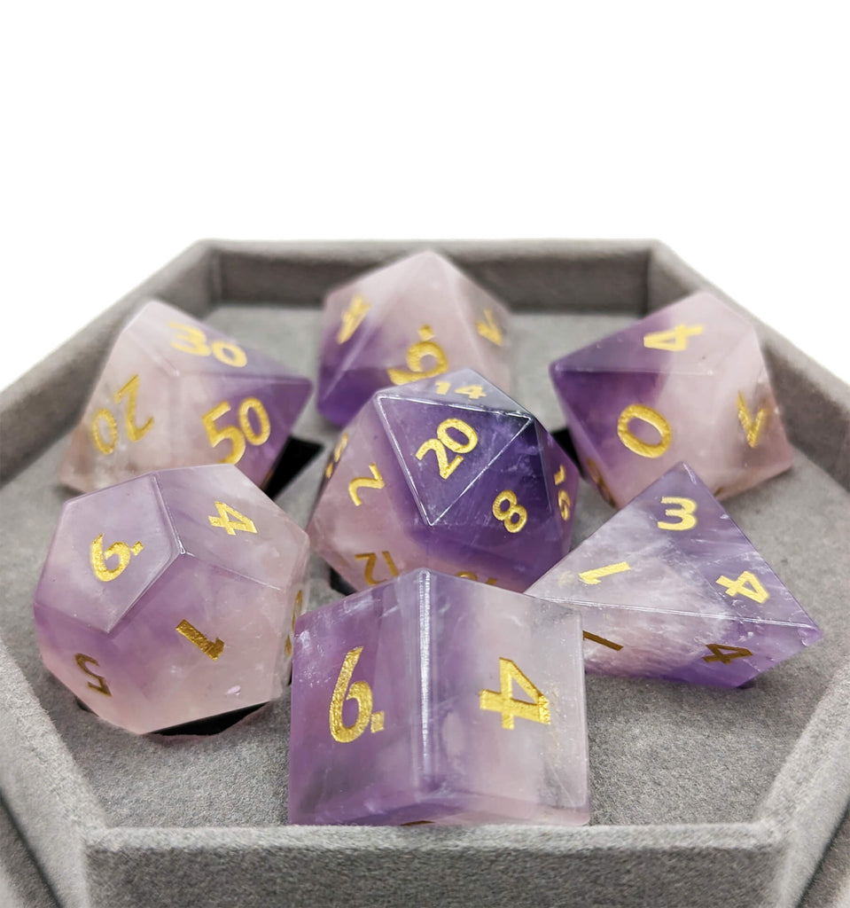 Gemstone Dice Layered Purple Crystal