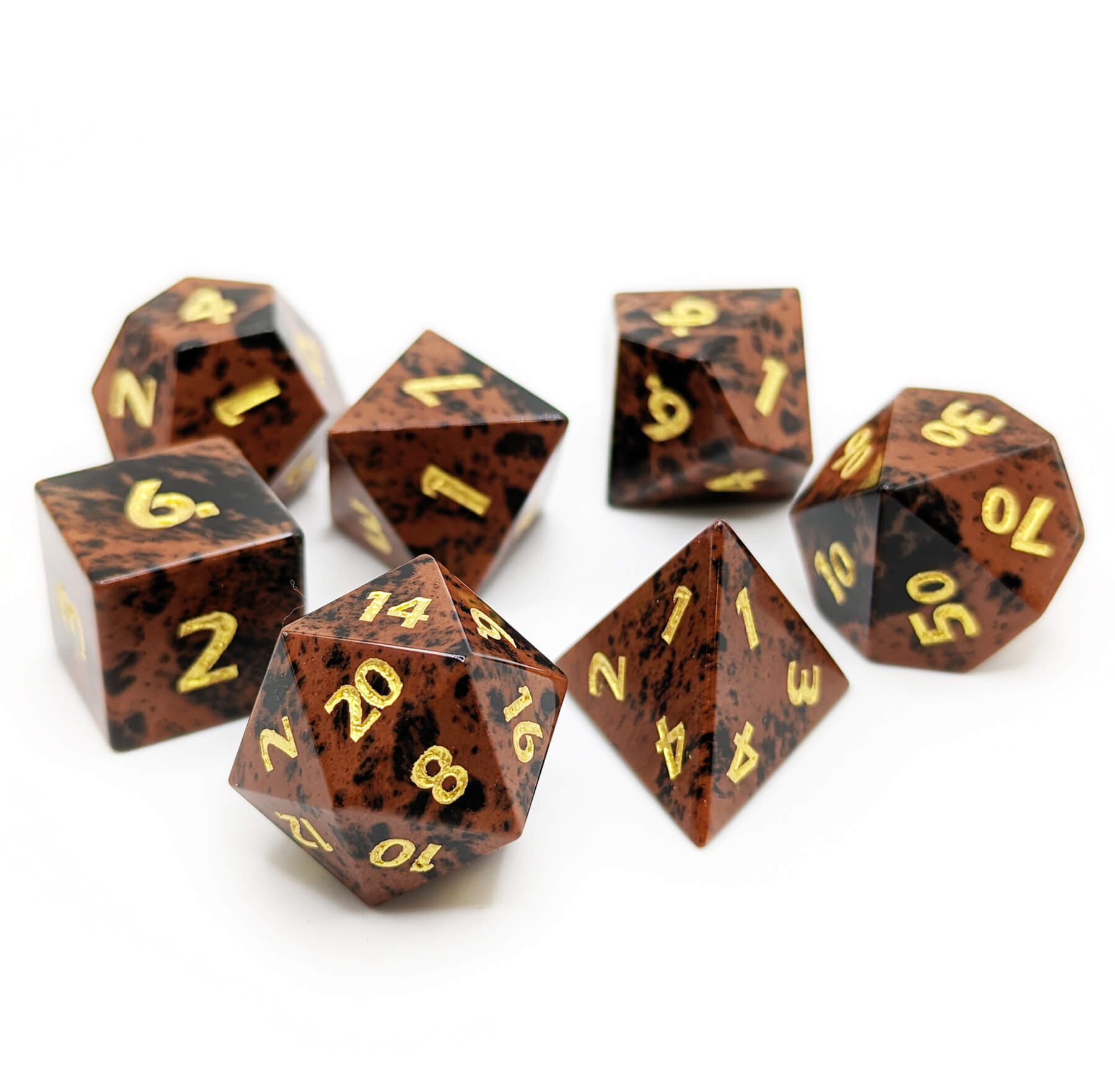 Gemstone Mahogany Obsidian game dice