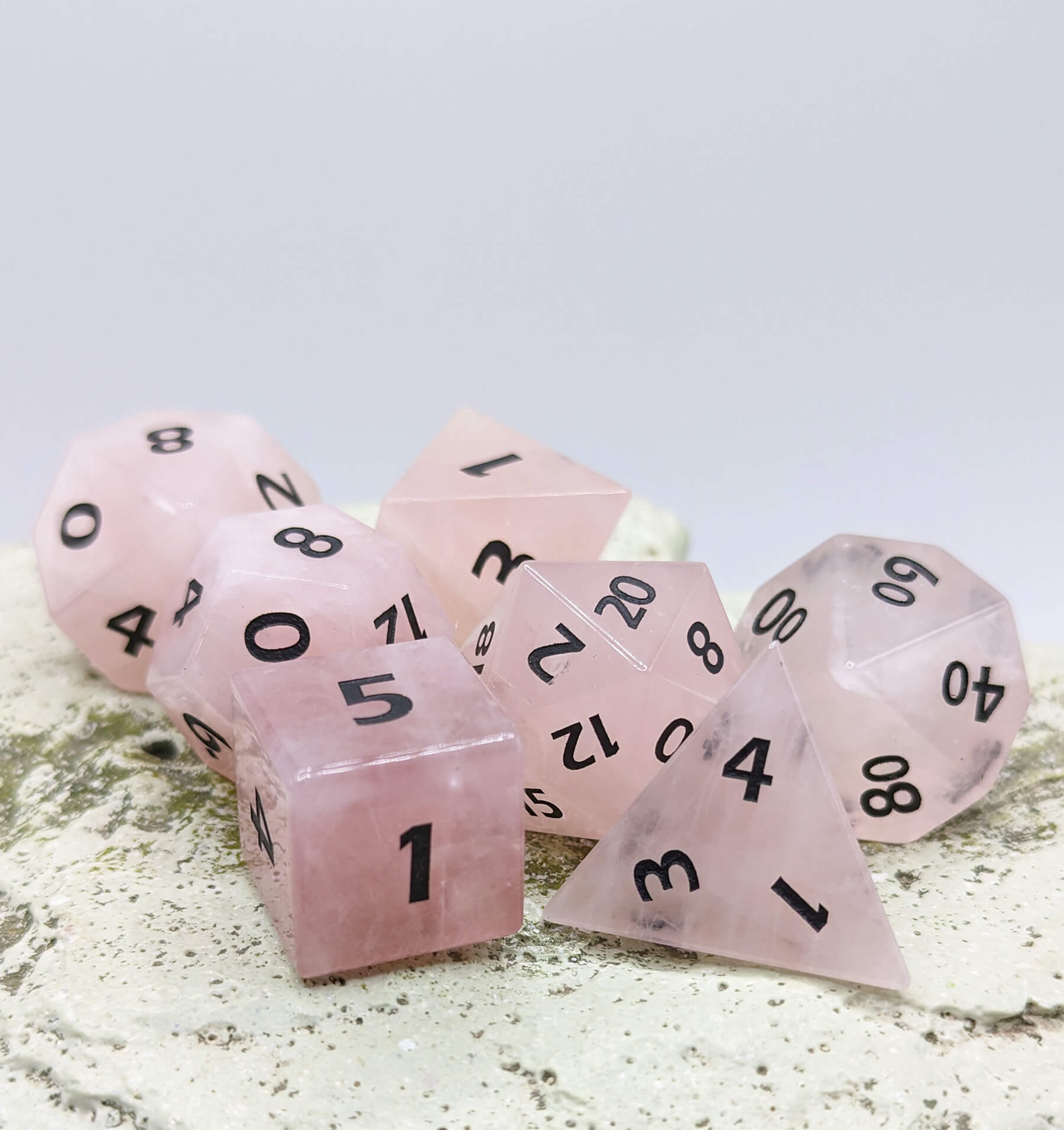 rpg dice pink crystal stone dice