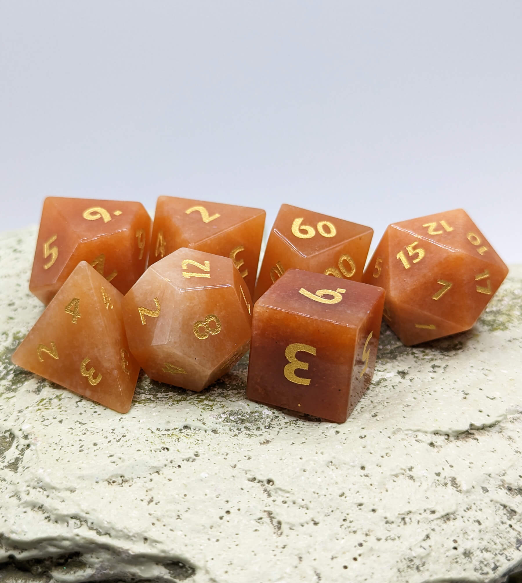 Gemstone red aventurine stone ttrpg dice