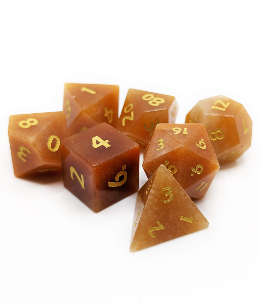 Red Aventurine stone dice set for dnd games