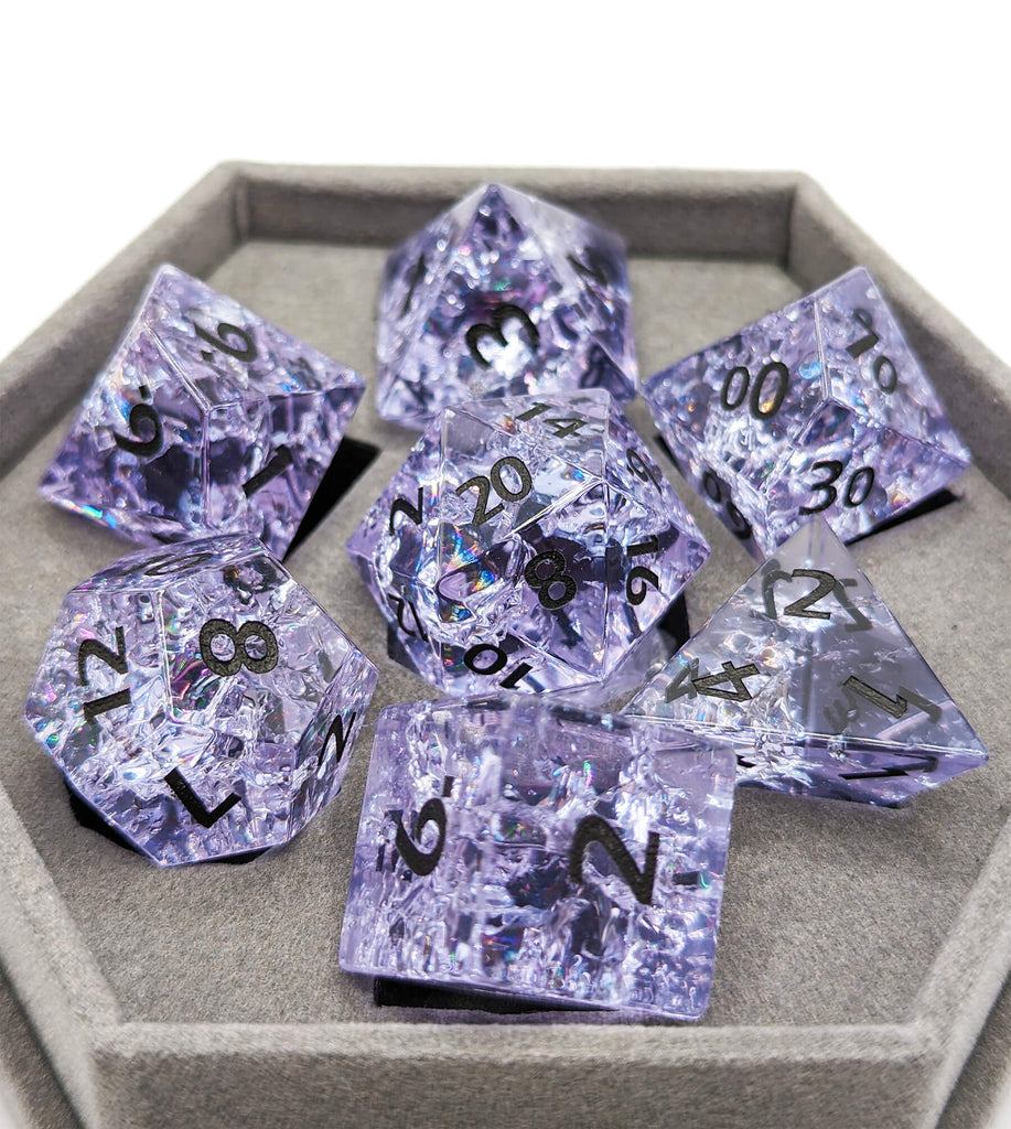 Shattered gemstone dice purple sapphire