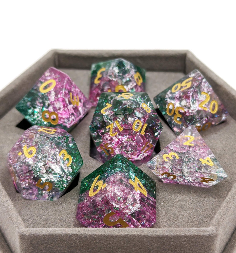 Shattered glass rainbow dice for dnd like games