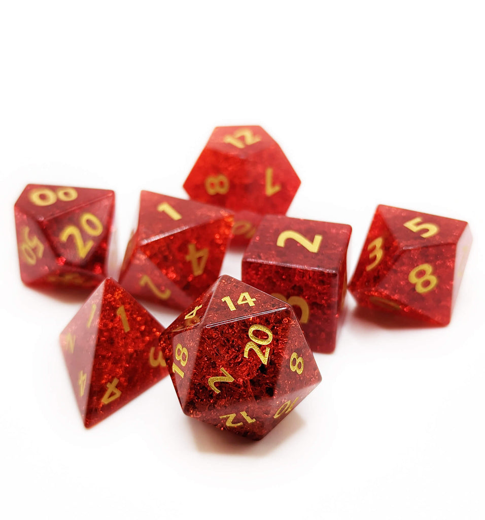 Red glass Gemstone dice for dnd