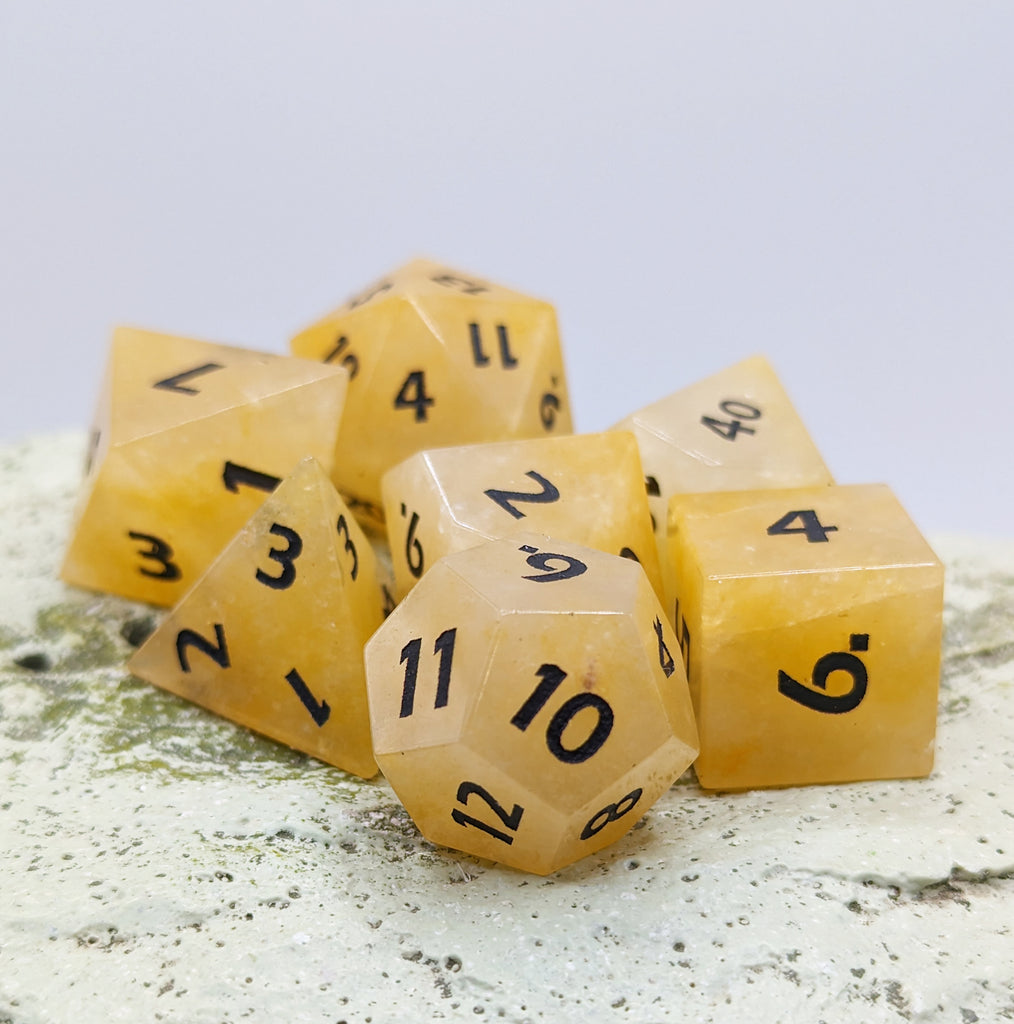 topaz gemstone dice set for rpg games