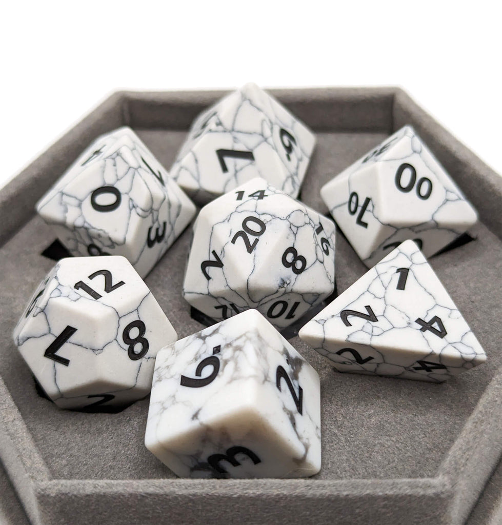 White Turquoise Gemstone dice for rpg games