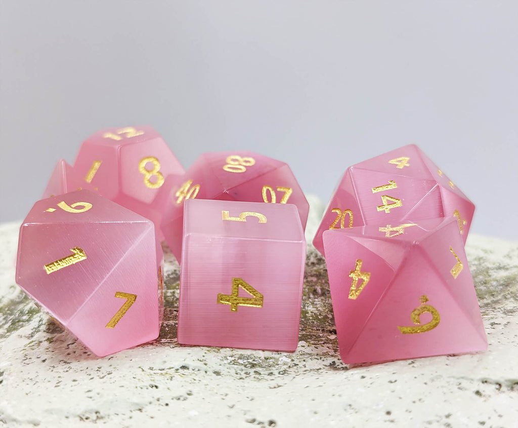 Pink Gemstone dice for dnd games