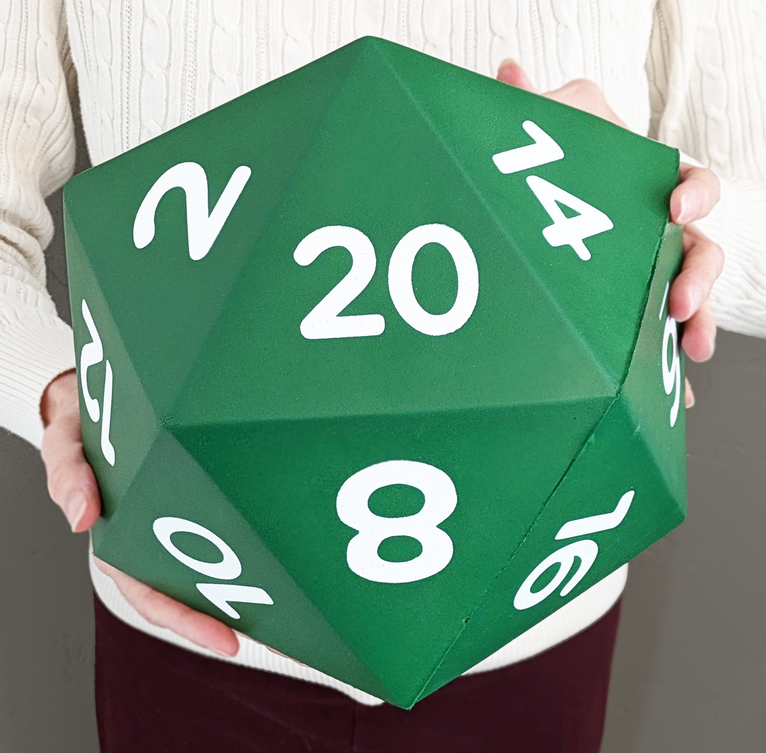 giant foam green d20 dice at Dark Elf Dice