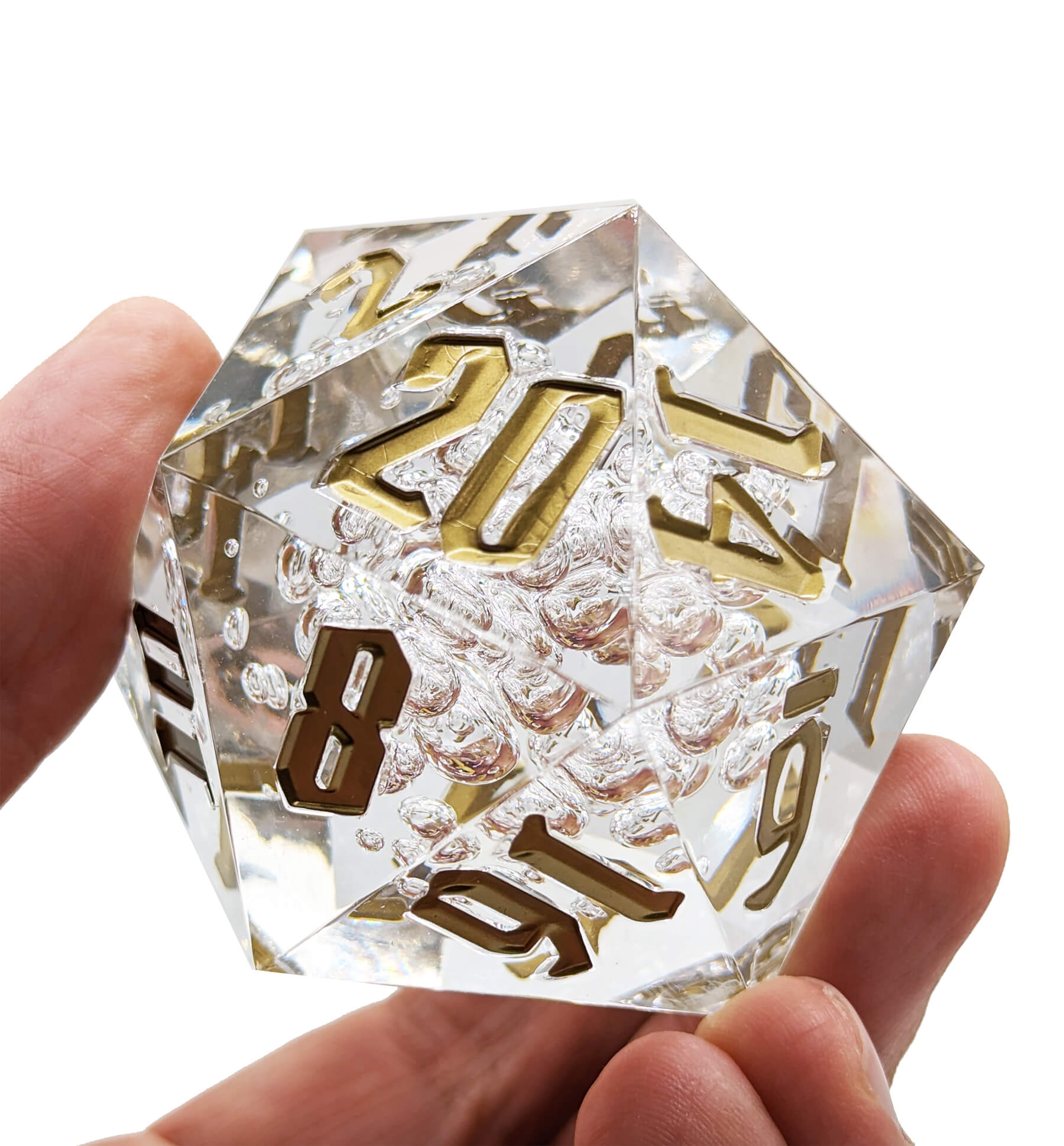 Clear Aquamancer D20 chonky dice