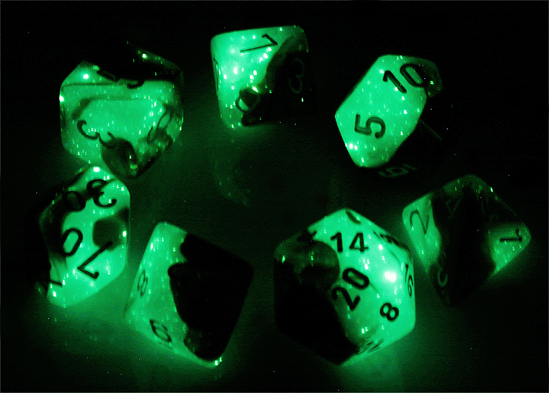 glow in the dark chessex dice review