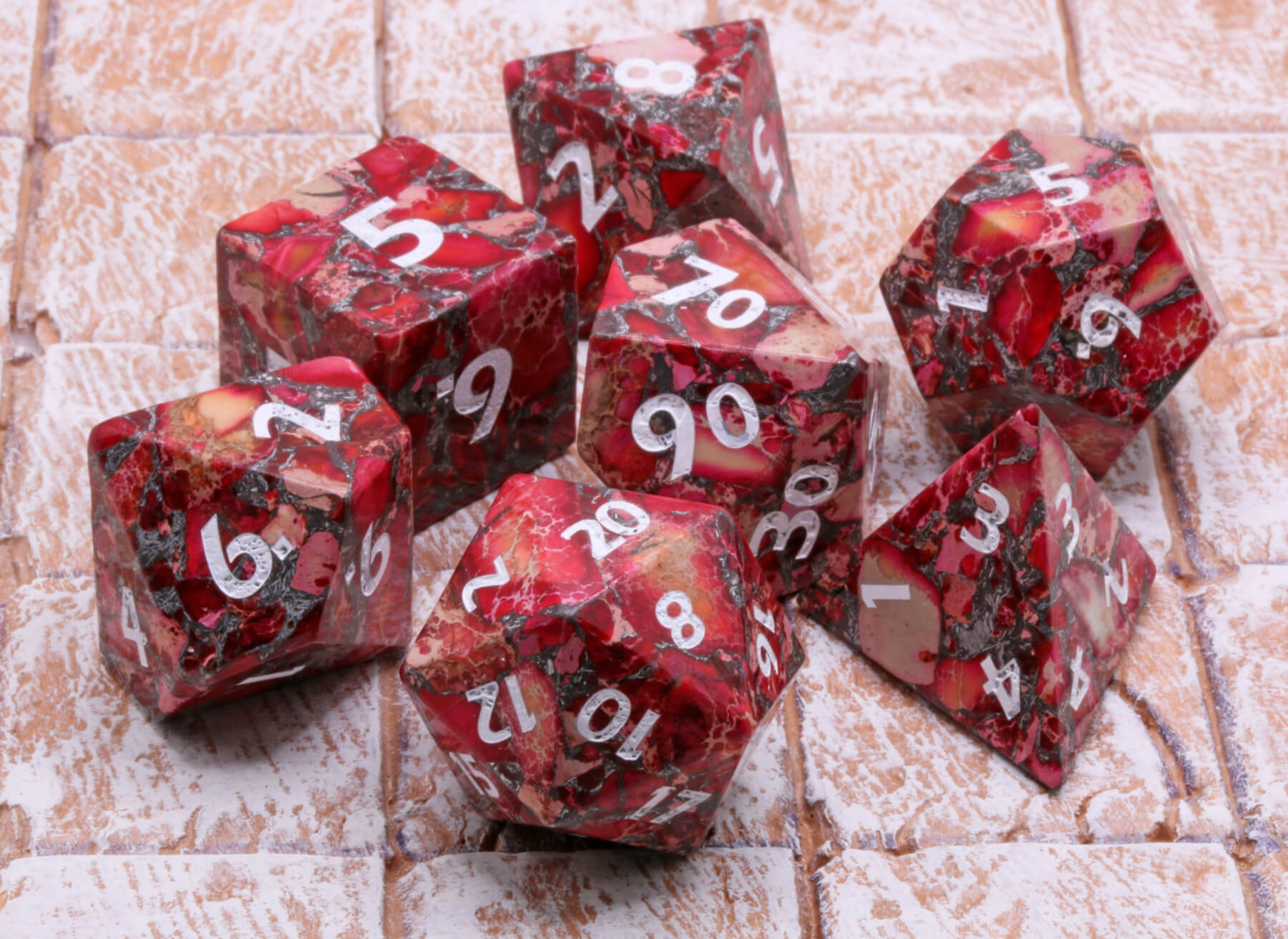 Red Imperial Jasper Gemstone dice set