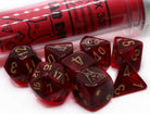 Chessex Lab Dice Translucent Crimson and Gold