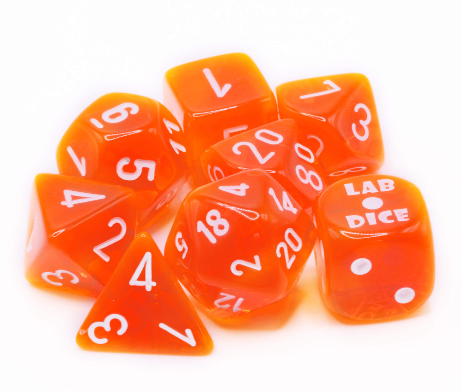 Chessex Lab Dice Translucent Neon Orange