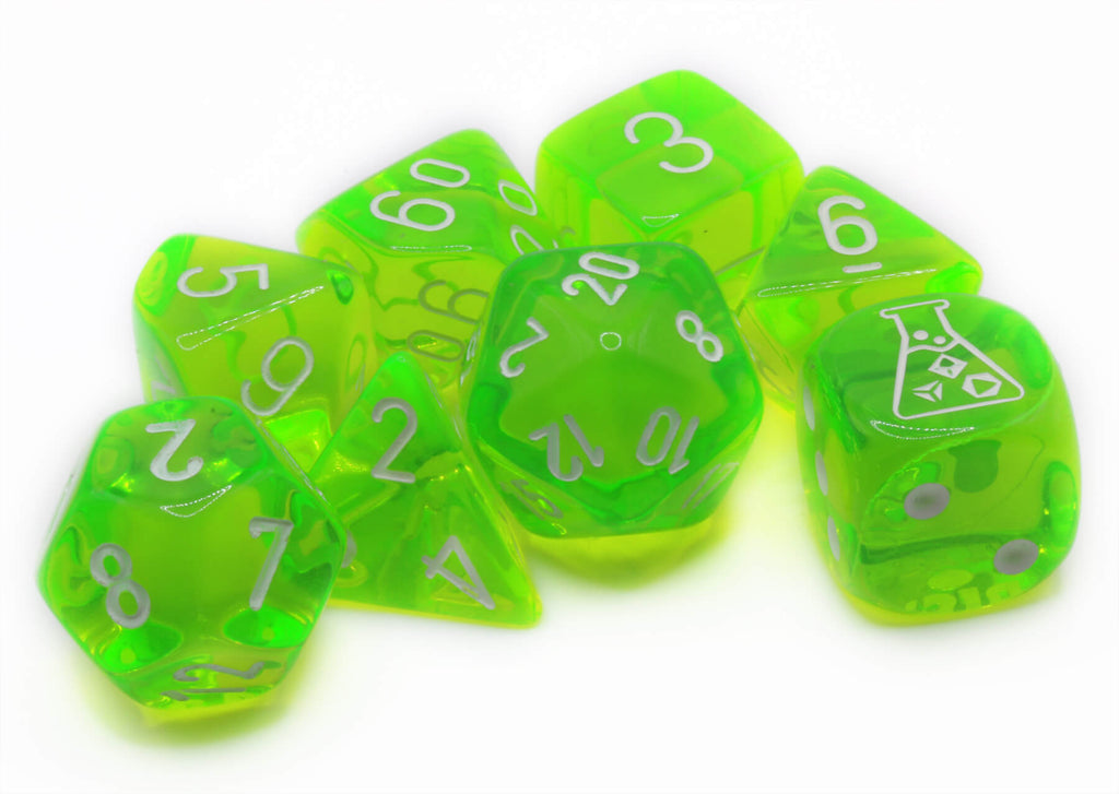 Chessex Lab Dice VII Rad Green and White