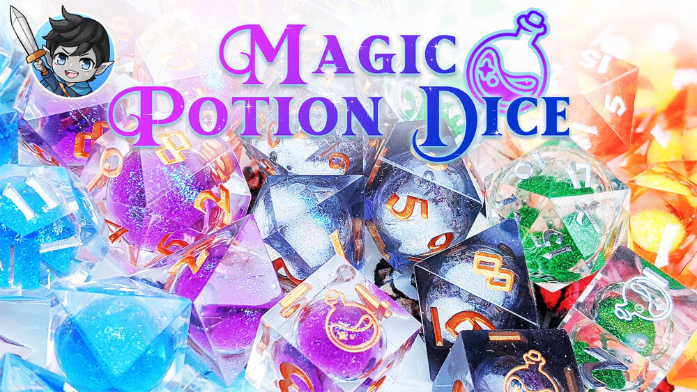 Potion Core Magic Potion Dice Sets (Choose Your Color) | Shimmering Liquid Core Di ...
