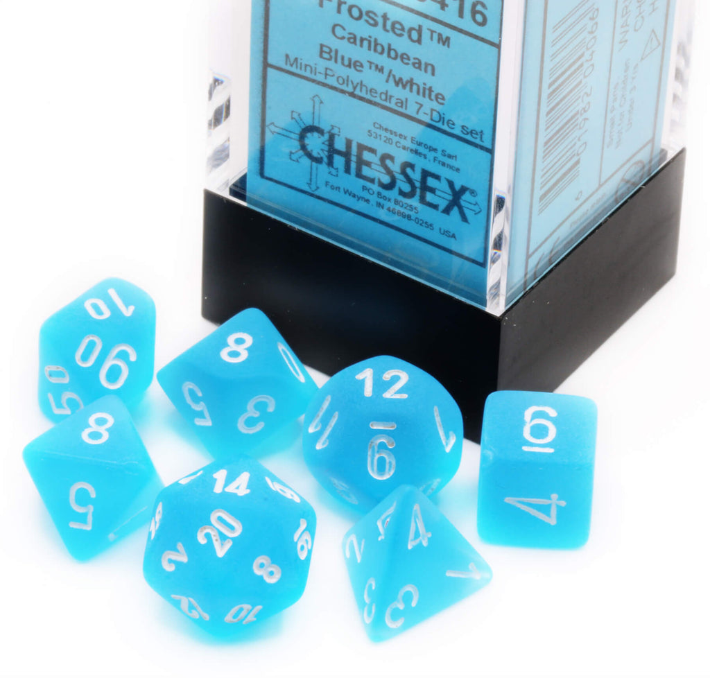 Chessex Mini Dice Frosted Caribbean Blue on sale at Dark Elf Dice
