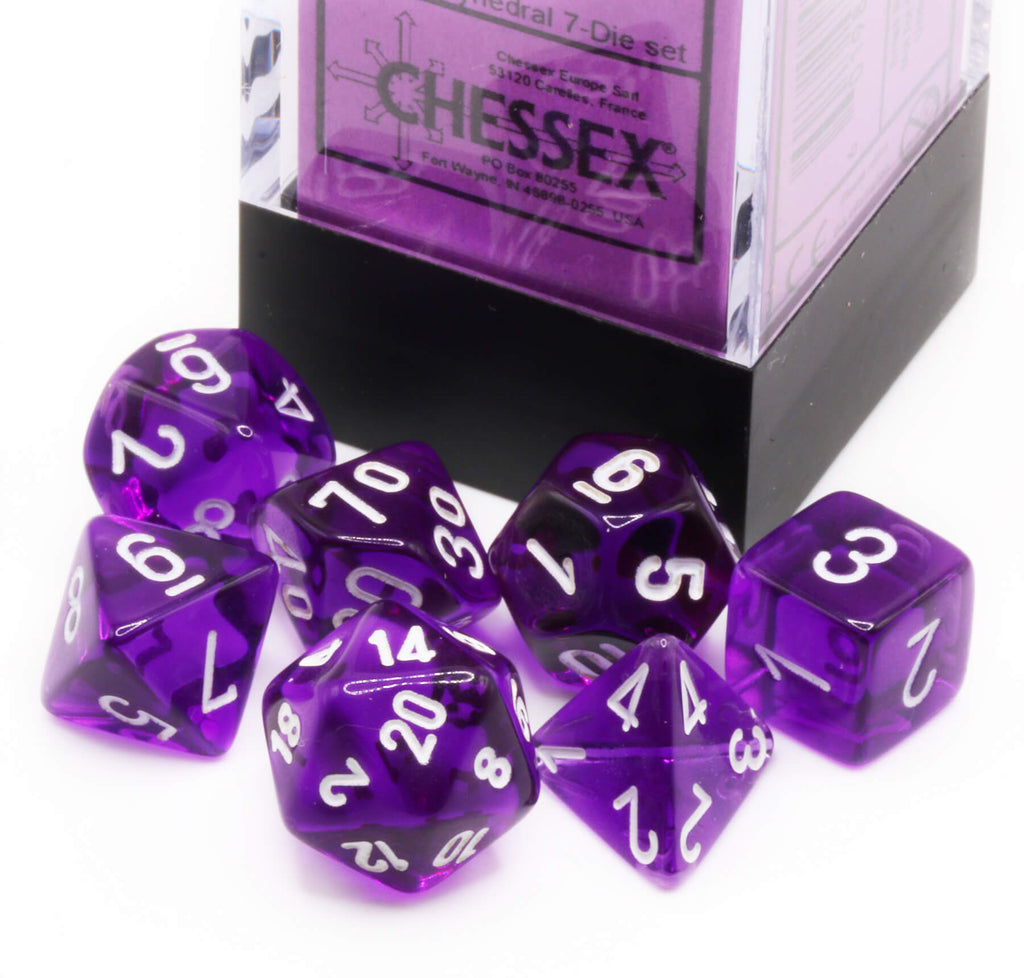 Chessex translucent purple mini dice on sale at Dark Elf Dice