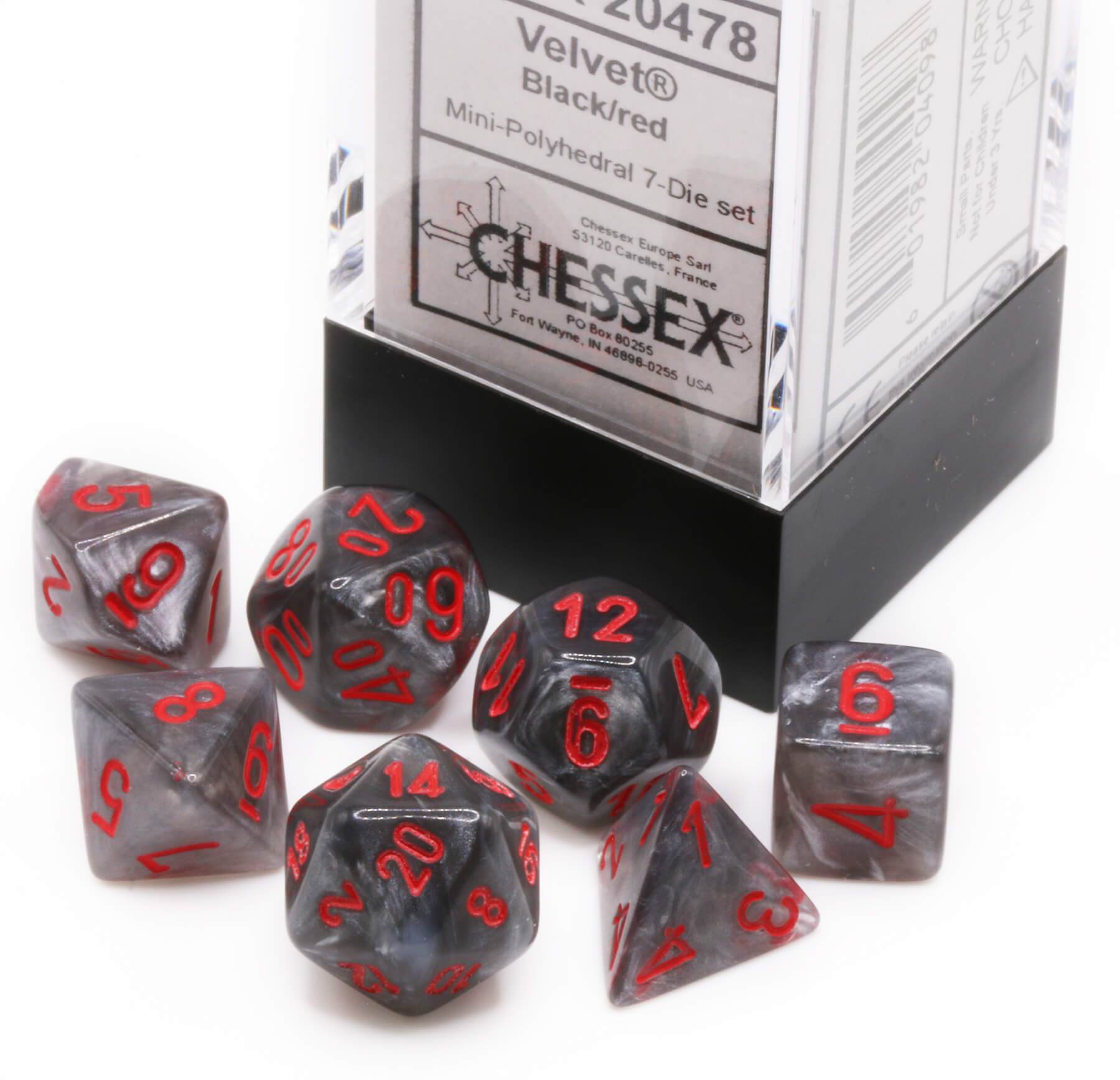 Velvet Black Mini Dice set at Dark Elf Dice