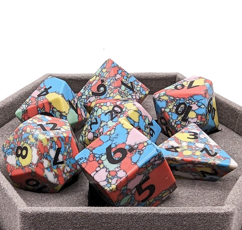 Mosaic turquoise gemstone dice for dnd games
