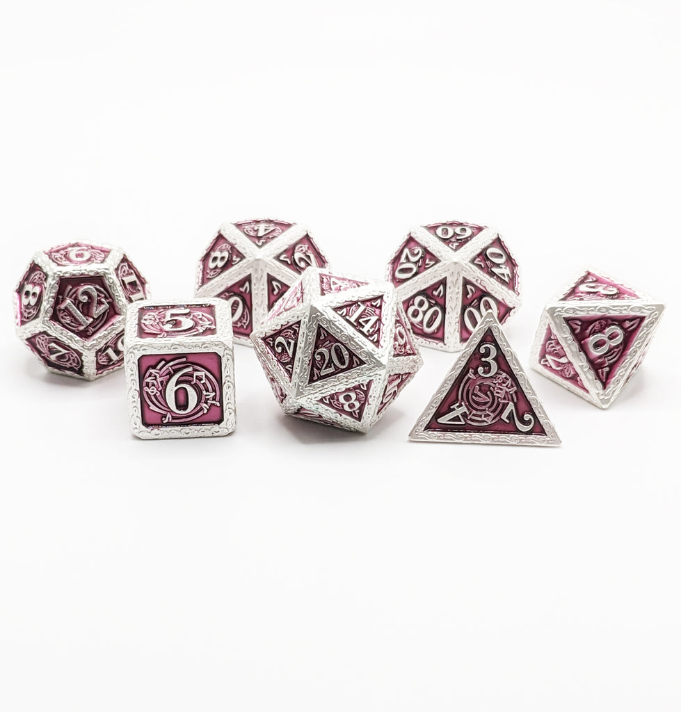 Musical notes dice silver and purple for roleplaying games