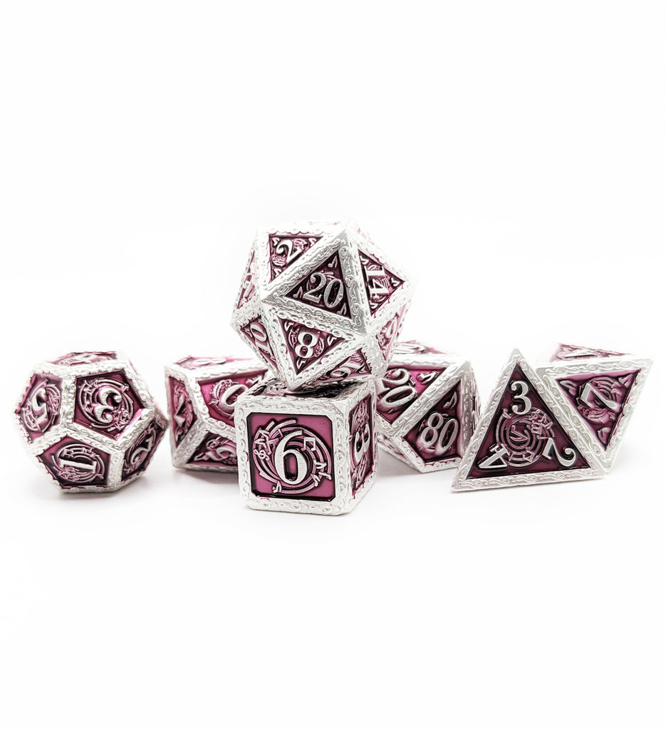 Cool metal Musical notes dice silver and purple