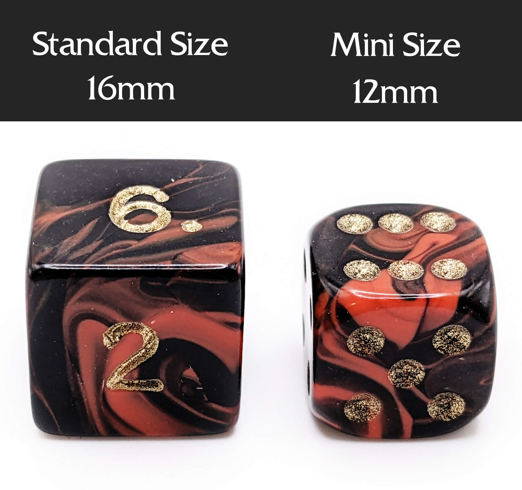 D6 dice sizes