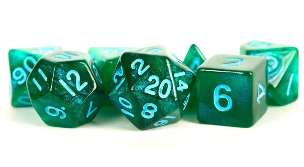 Stardust Dice (Green With Blue Numbers)