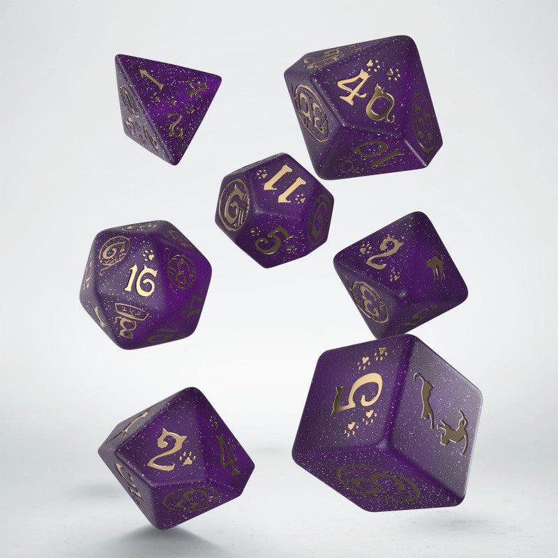Purple CATS dice set for dnd games