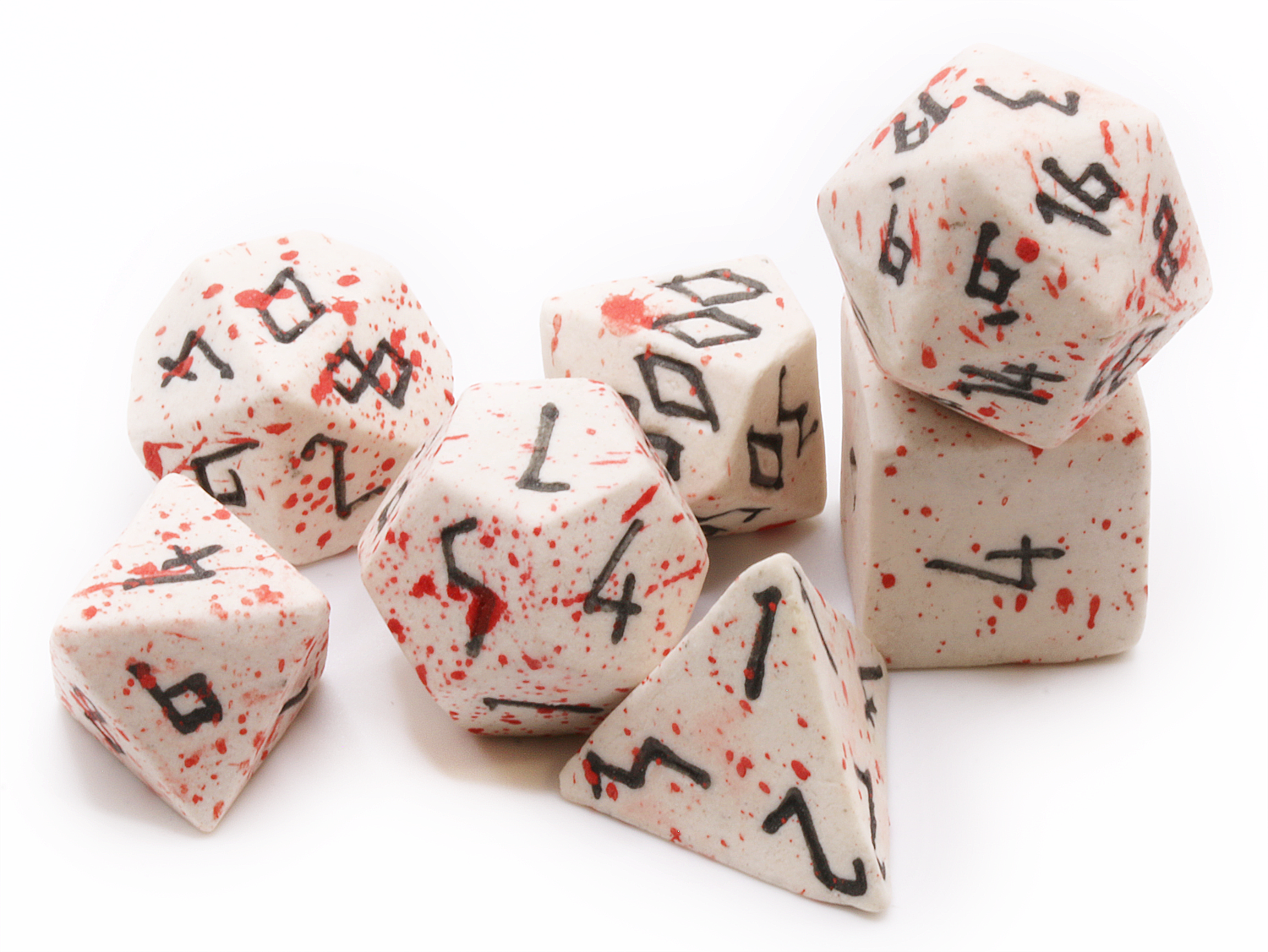 Blood skeleton ceramic dice at Dark Elf Dice