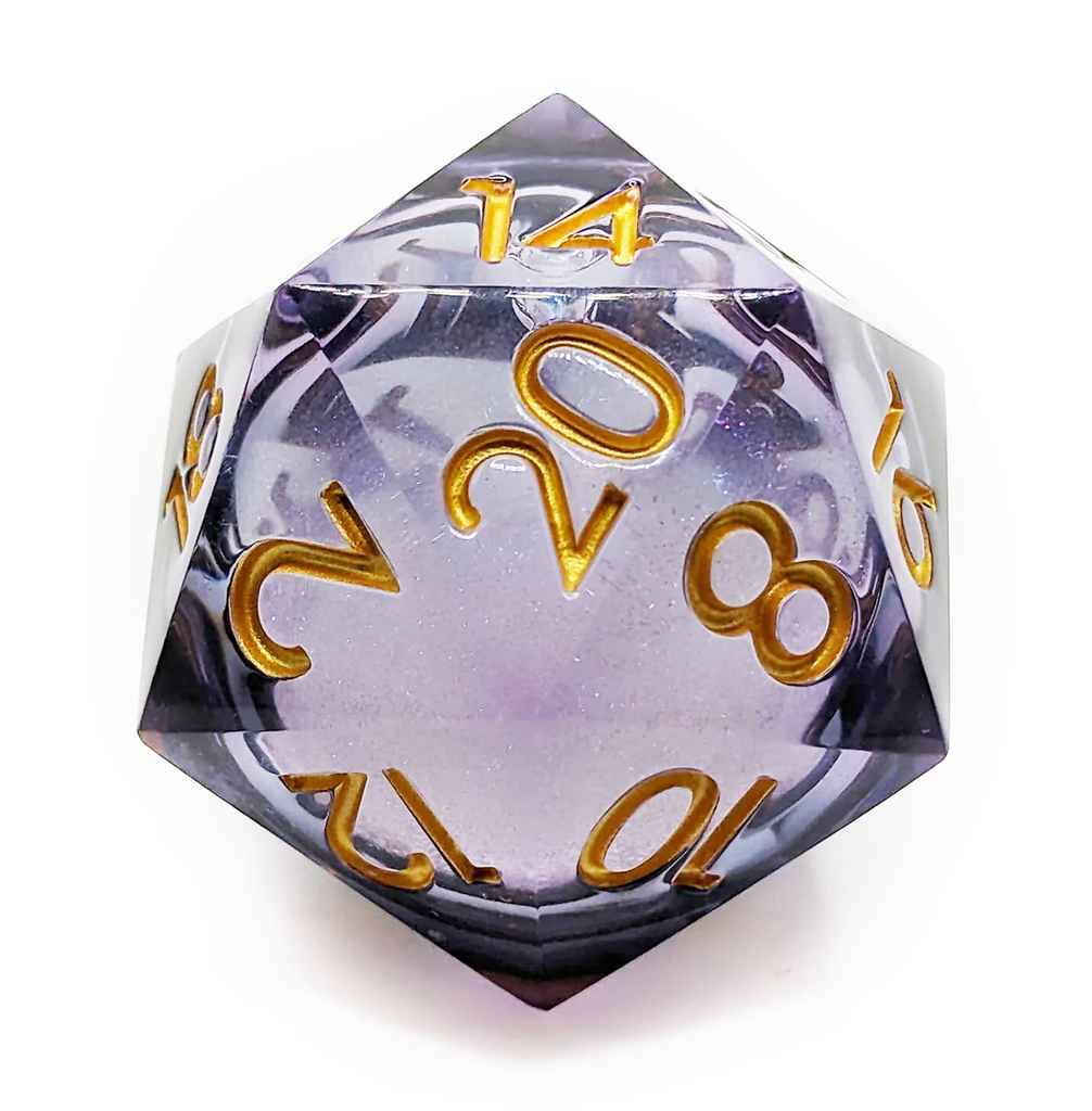 Liquid core d20 midnight purple dice for dnd games