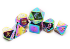 Flame Torched Rainbow Mini Metal Dice at Dark Elf Dice