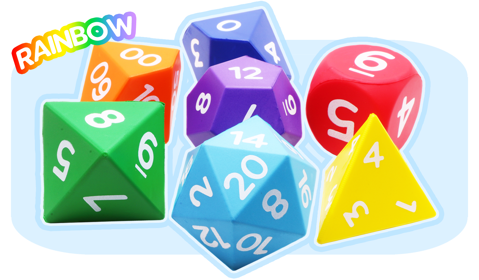 Giant Foam Dice Rainbow at Dark Elf Dice