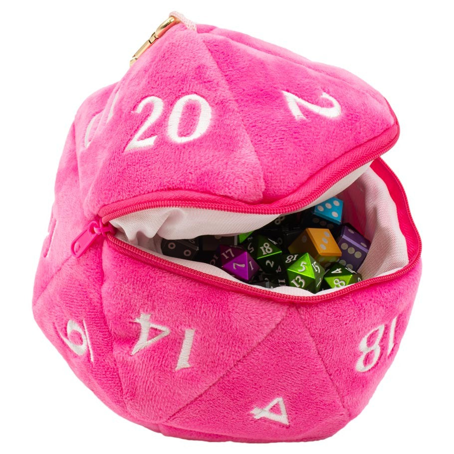 Pink D20 Dice bag for dnd and ttrpg dice