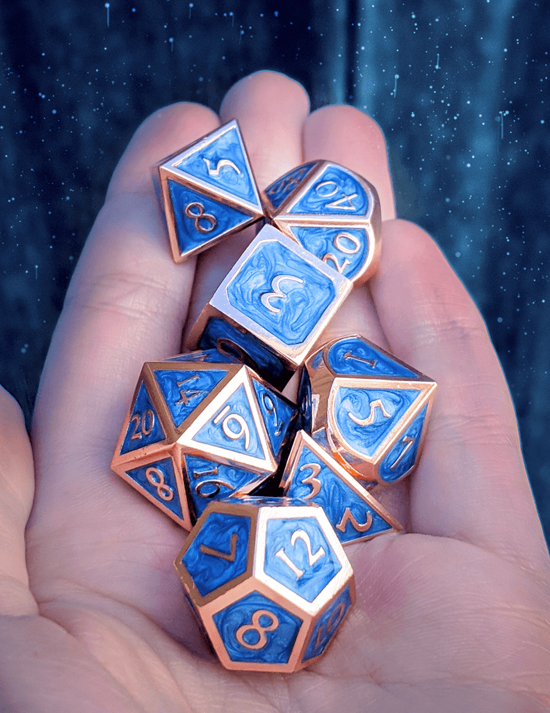 Beautiful dice blue metal
