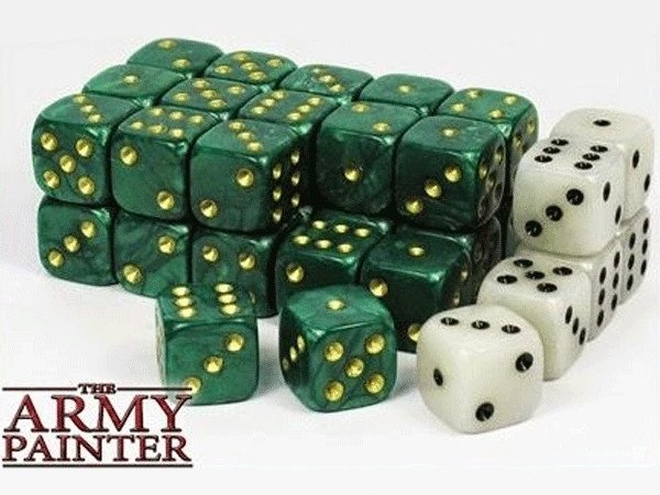 Wargaming Dice Green and White 