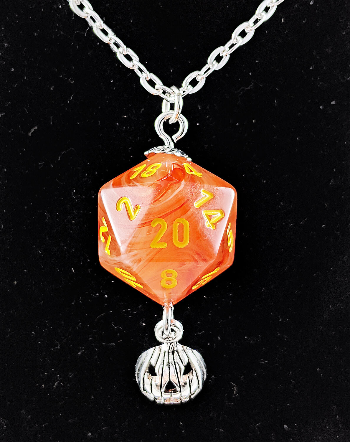 Ghostly Glow d20 Halloween Pumpkin necklace