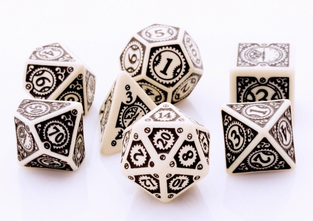 Steampunk Dice Clockwork Beige