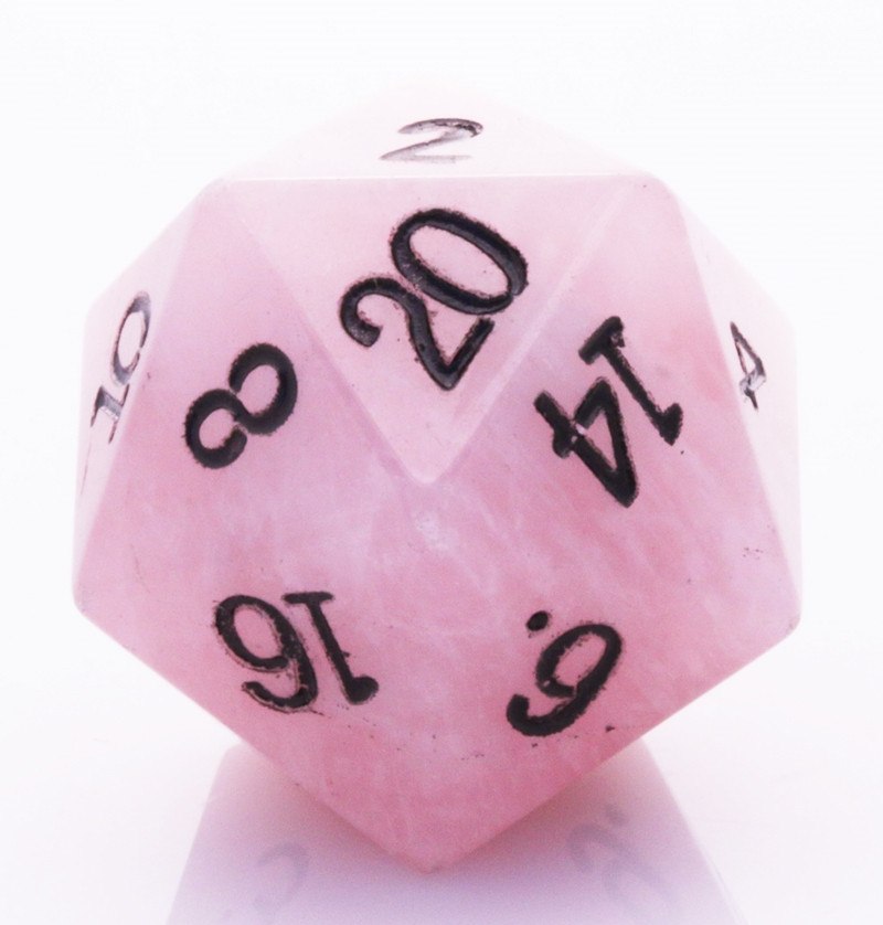 Dwarven Stones D20 Rose Quartz