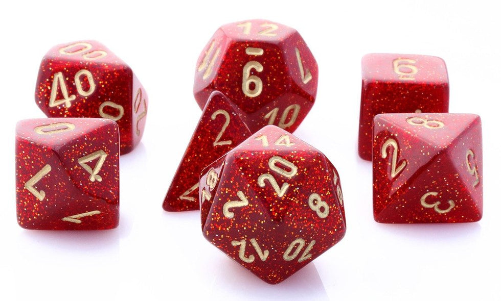 Glitter Dice (Ruby Red) RPG Role Playing Game Dice Set – Dark Elf Dice