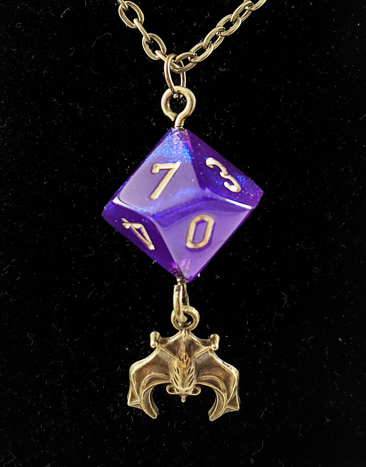 RPG dice bat necklace Borealis