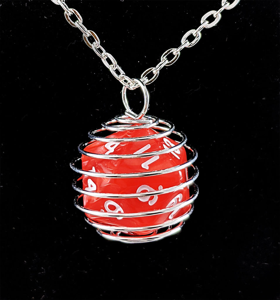 Red Pearl d20 necklace