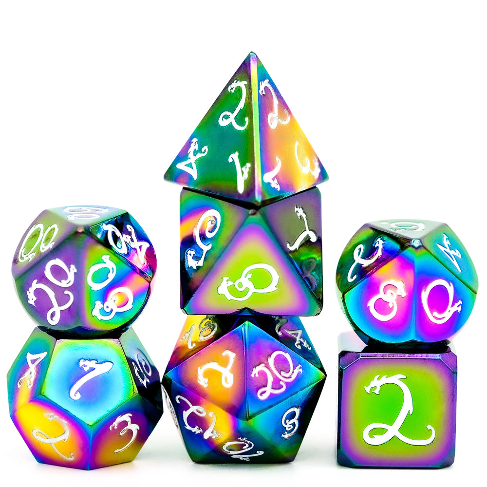 DnD Rainbow Metal Dice Dragons